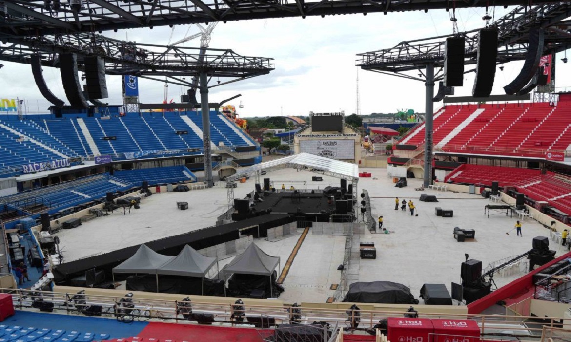 Festival de Parintins 2025: Palco 360º no Bumbódromo está pronto para a Festa