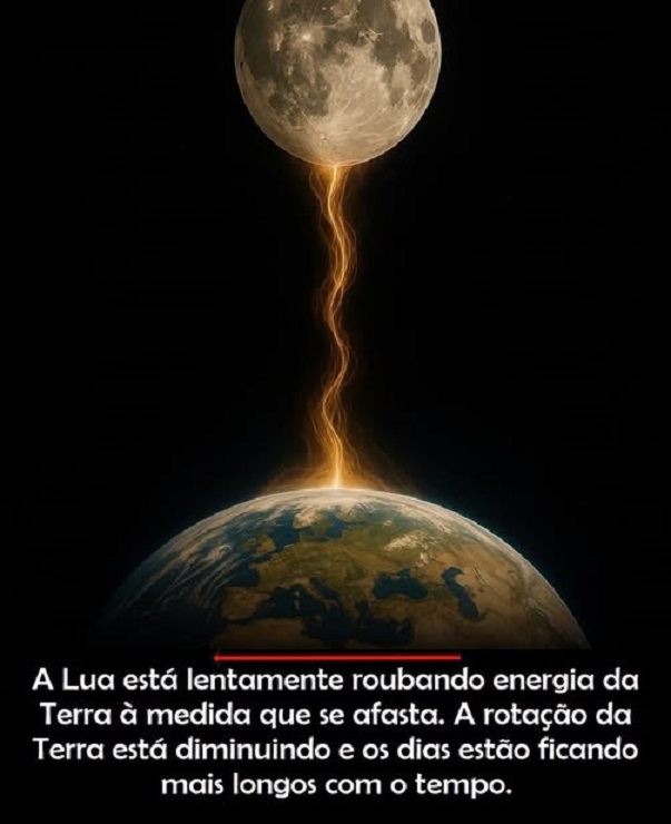 A Terra e a Lua estão presas em um cabo